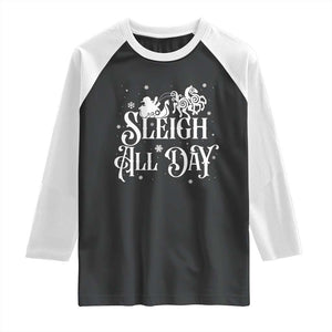 Funny Christmas Viking Raglan Shirt Sleigh All Day Sleipnir Longship Santa TS11 Black White Print Your Wear
