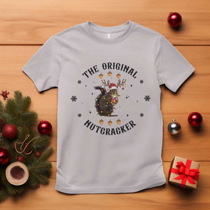 Funny Christmas Squirrel T Shirt The Original Nutcracker Snowflake Santa Hat TS11 Ice Gray Print Your Wear