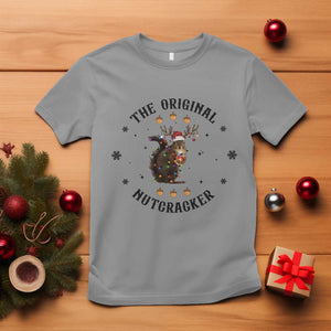 Funny Christmas Squirrel T Shirt The Original Nutcracker Snowflake Santa Hat TS11 Sport Gray Print Your Wear
