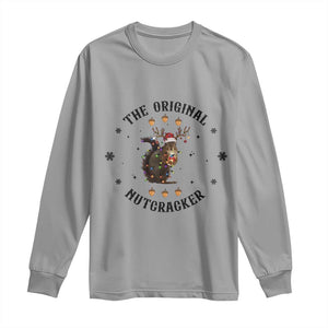 Funny Christmas Squirrel Long Sleeve Shirt The Original Nutcracker Snowflake Santa Hat TS11 Sport Gray Print Your Wear