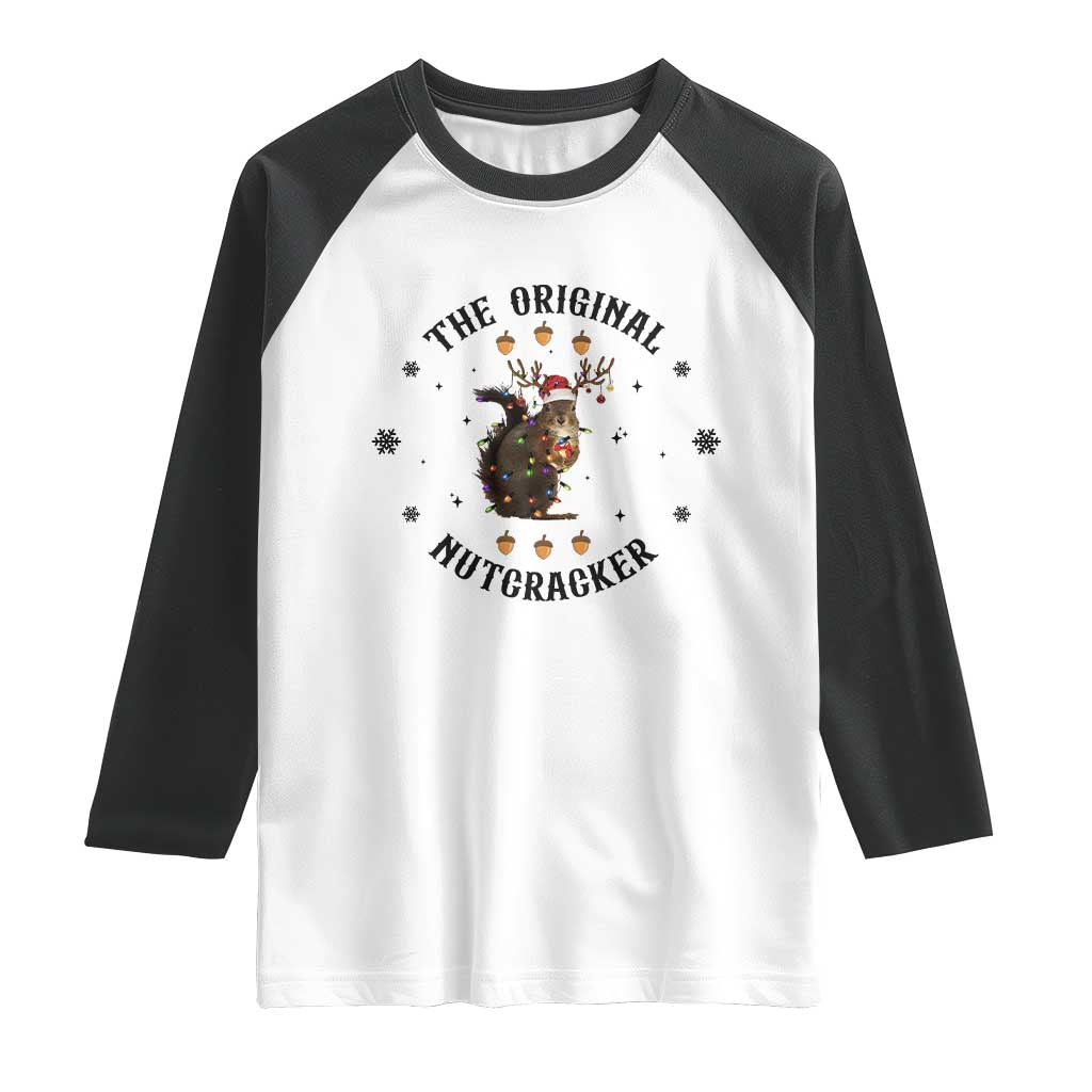 Funny Christmas Squirrel Raglan Shirt The Original Nutcracker Snowflake Santa Hat TS11 White Black Print Your Wear