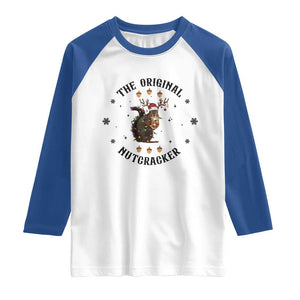 Funny Christmas Squirrel Raglan Shirt The Original Nutcracker Snowflake Santa Hat TS11 White Royal Print Your Wear