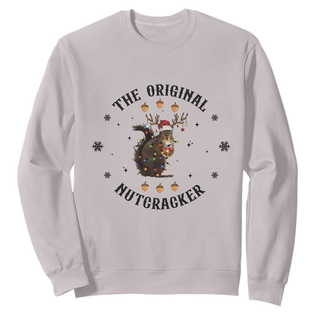 Funny Christmas Squirrel Sweatshirt The Original Nutcracker Snowflake Santa Hat TS11 Ice Gray Print Your Wear