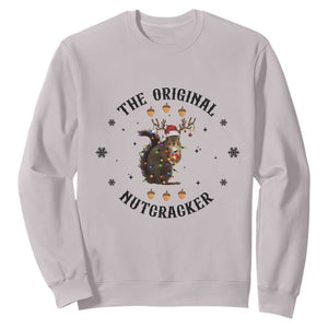 Funny Christmas Squirrel Sweatshirt The Original Nutcracker Snowflake Santa Hat TS11 Ice Gray Print Your Wear