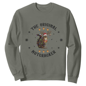 Funny Christmas Squirrel Sweatshirt The Original Nutcracker Snowflake Santa Hat TS11 Military Green Print Your Wear