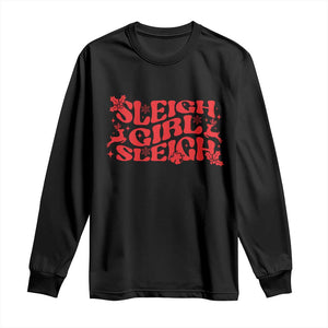 Funny Christmas Long Sleeve Shirt Sleigh Girl Sleigh Reindeer TS11 Black Print Your Wear