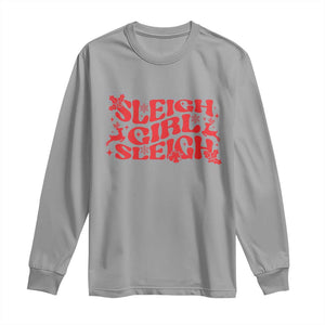 Funny Christmas Long Sleeve Shirt Sleigh Girl Sleigh Reindeer TS11 Sport Gray Print Your Wear