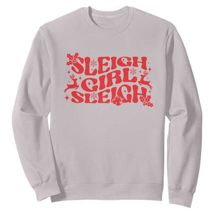 Funny Christmas Sweatshirt Sleigh Girl Sleigh Reindeer TS11 Ice Gray Print Your Wear