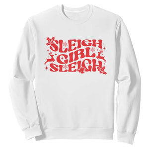 Funny Christmas Sweatshirt Sleigh Girl Sleigh Reindeer TS11 White Print Your Wear