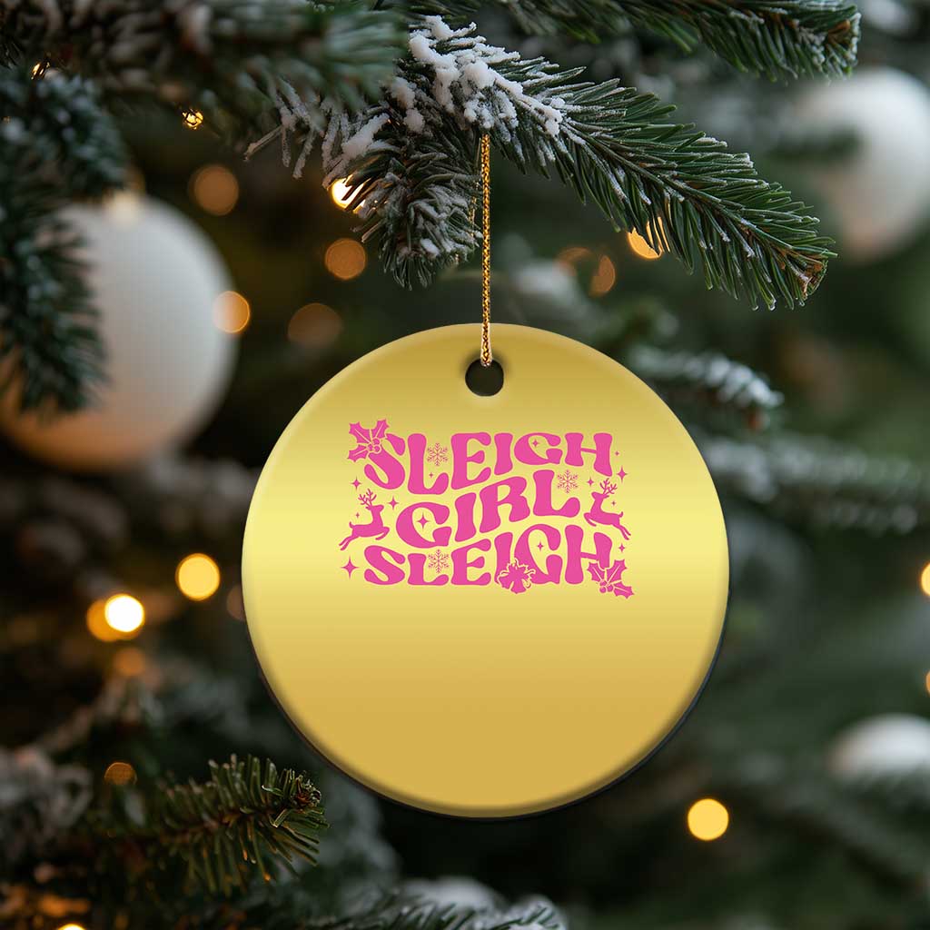 Funny Pink Christmas Christmas Ornament Sleigh Girl Sleigh Reindeer TS11 Print Your Wear