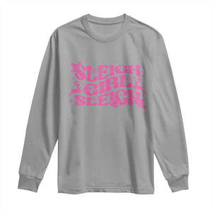 Funny Pink Christmas Long Sleeve Shirt Sleigh Girl Sleigh Reindeer TS11 Sport Gray Print Your Wear