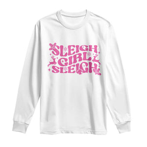 Funny Pink Christmas Long Sleeve Shirt Sleigh Girl Sleigh Reindeer TS11 White Print Your Wear