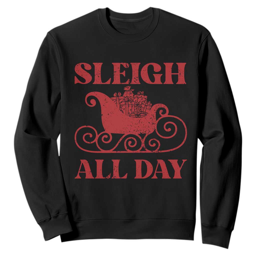 Funny Christmas Sweatshirt Sleigh All Day Xmas Santa's Sleigh TS11 Black Print Your Wear