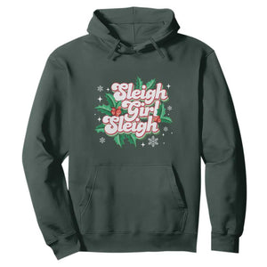 Sleigh Girl Sleigh Hoodie Christmas Retro Groove Slay Girl Mistletoe TS11 Dark Forest Green Print Your Wear