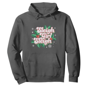 Sleigh Girl Sleigh Hoodie Christmas Retro Groove Slay Girl Mistletoe TS11 Dark Heather Print Your Wear