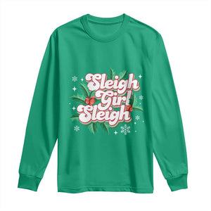 Sleigh Girl Sleigh Long Sleeve Shirt Christmas Retro Groove Slay Girl Mistletoe TS11 Irish Green Print Your Wear