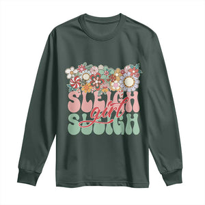 Sleigh Girl Sleigh Long Sleeve Shirt Christmas Retro Groove Slay Girl TS11 Dark Forest Green Print Your Wear