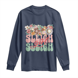 Sleigh Girl Sleigh Long Sleeve Shirt Christmas Retro Groove Slay Girl TS11 Navy Print Your Wear