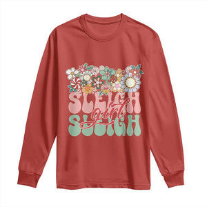 Sleigh Girl Sleigh Long Sleeve Shirt Christmas Retro Groove Slay Girl TS11 Red Print Your Wear