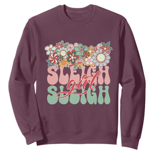 Sleigh Girl Sleigh Sweatshirt Christmas Retro Groove Slay Girl TS11 Maroon Print Your Wear