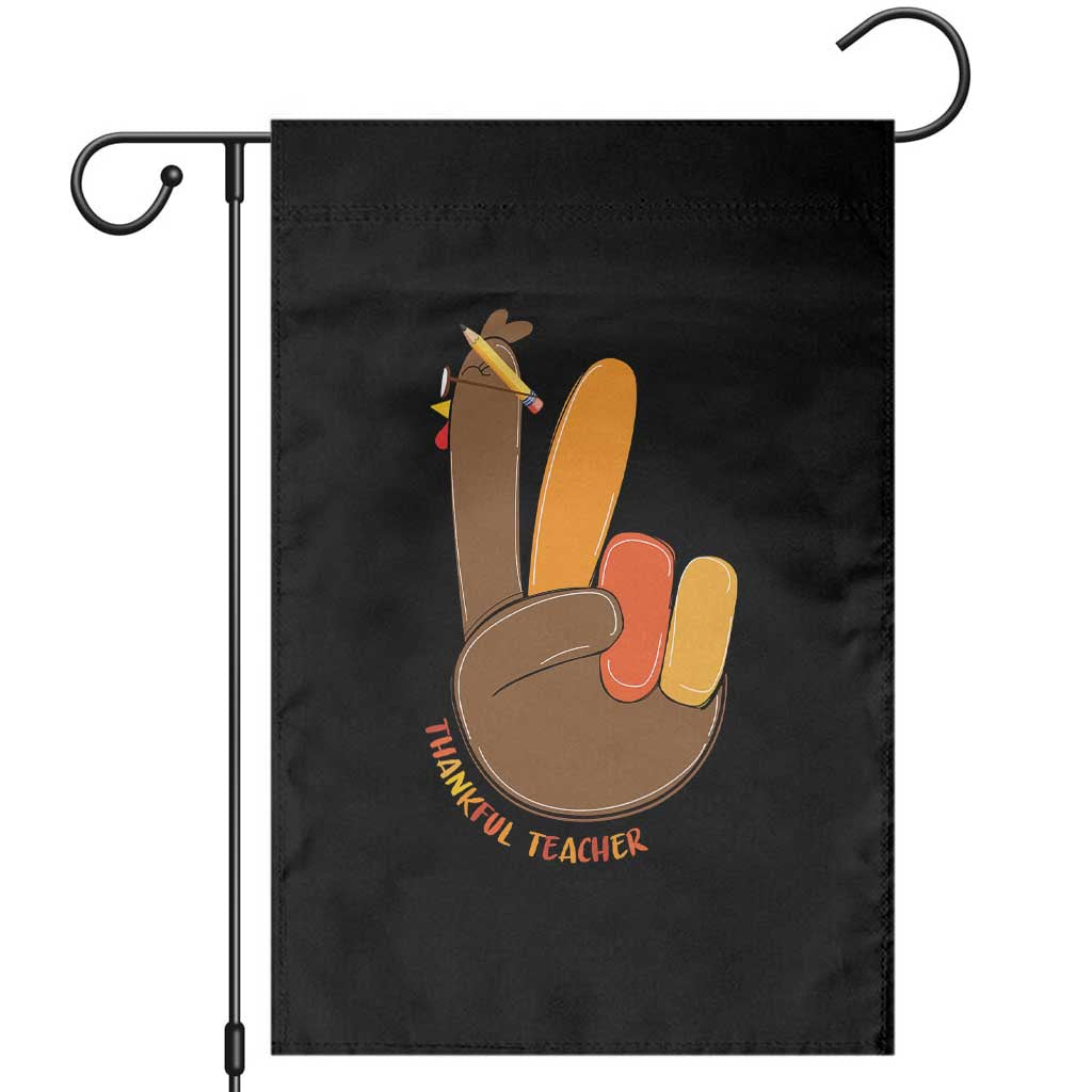 Funny Thanksgiving Teacher Garden Flag Thankful Teacher Turkey Pencil TS11 Black Print Your Wear