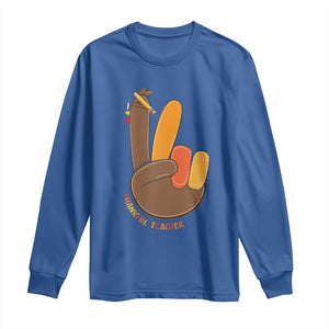 Funny Thanksgiving Teacher Long Sleeve Shirt Thankful Teacher Turkey Pencil TS11 Royal Blue Print Your Wear