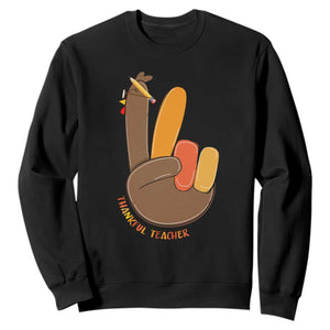 Funny Thanksgiving Teacher Sweatshirt Thankful Teacher Turkey Pencil TS11 Black Print Your Wear