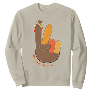 Funny Thanksgiving Teacher Sweatshirt Thankful Teacher Turkey Pencil TS11 Sand Print Your Wear