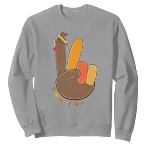 Funny Thanksgiving Teacher Sweatshirt Thankful Teacher Turkey Pencil TS11 Sport Gray Print Your Wear