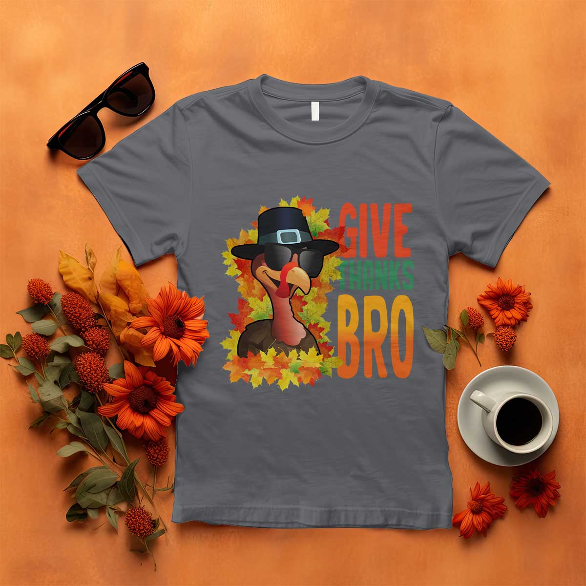 Funny Thanksgiving Turkey T Shirt Give Thanks Bro Fall Season TS11 Charcoal Print Your Wear