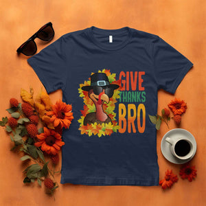 Funny Thanksgiving Turkey T Shirt Give Thanks Bro Fall Season TS11 Navy Print Your Wear
