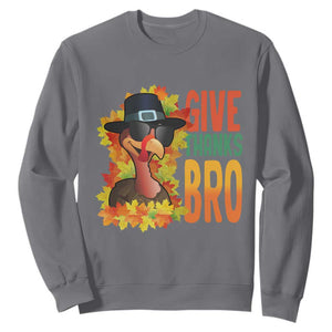 Funny Thanksgiving Turkey Sweatshirt Give Thanks Bro Fall Season TS11 Charcoal Print Your Wear