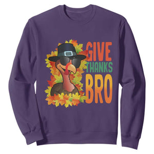 Funny Thanksgiving Turkey Sweatshirt Give Thanks Bro Fall Season TS11 Purple Print Your Wear