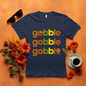 Funny Thanksgiving Turkey Gobble T Shirt Fall Season TS11 Navy Print Your Wear