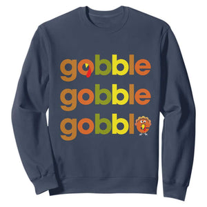 Funny Thanksgiving Turkey Gobble Sweatshirt Fall Season TS11 Navy Print Your Wear