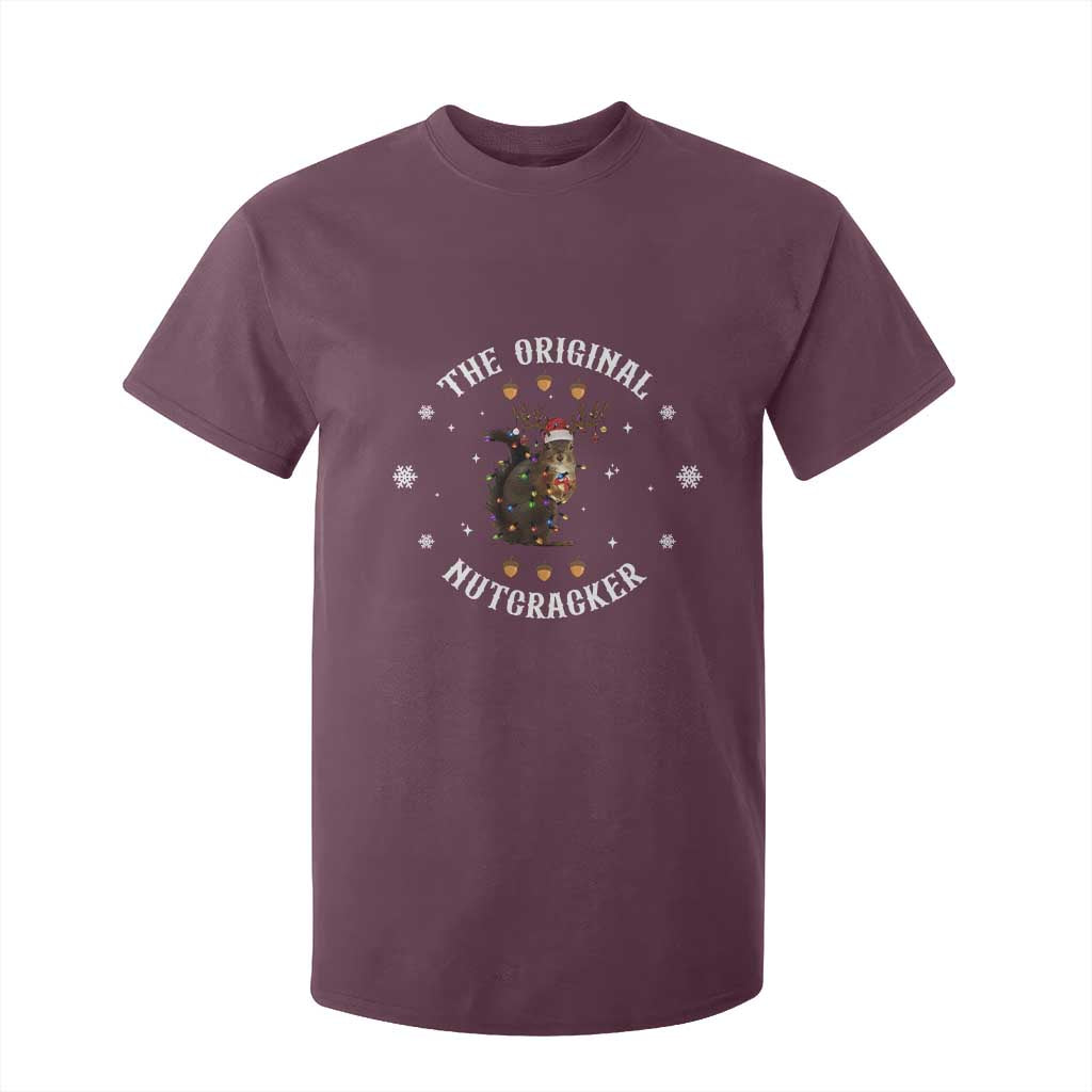 Funny Christmas Squirrel T Shirt For Kid The Original Nutcracker Snowflake Xmas Neon Light TS11 Maroon Print Your Wear