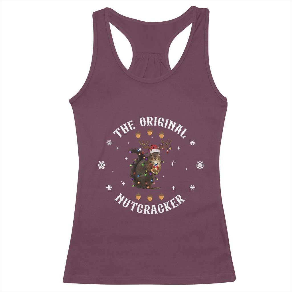Funny Christmas Squirrel Racerback Tank Top The Original Nutcracker Snowflake Xmas Neon Light TS11 Maroon Print Your Wear