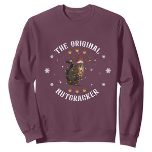 Funny Christmas Squirrel Sweatshirt The Original Nutcracker Snowflake Xmas Neon Light TS11 Maroon Print Your Wear