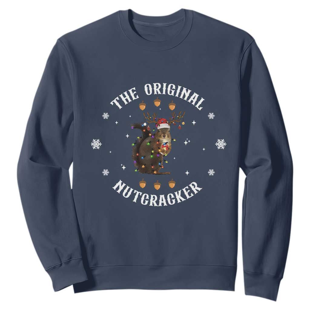 Funny Christmas Squirrel Sweatshirt The Original Nutcracker Snowflake Xmas Neon Light TS11 Navy Print Your Wear