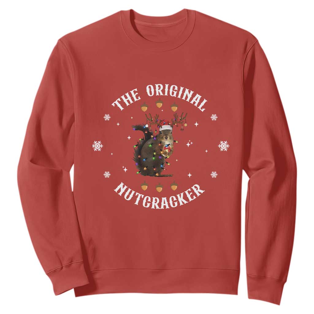 Funny Christmas Squirrel Sweatshirt The Original Nutcracker Snowflake Xmas Neon Light TS11 Red Print Your Wear