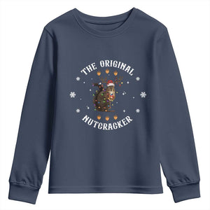 Funny Christmas Squirrel Youth Sweatshirt The Original Nutcracker Snowflake Xmas Neon Light TS11 Navy Print Your Wear