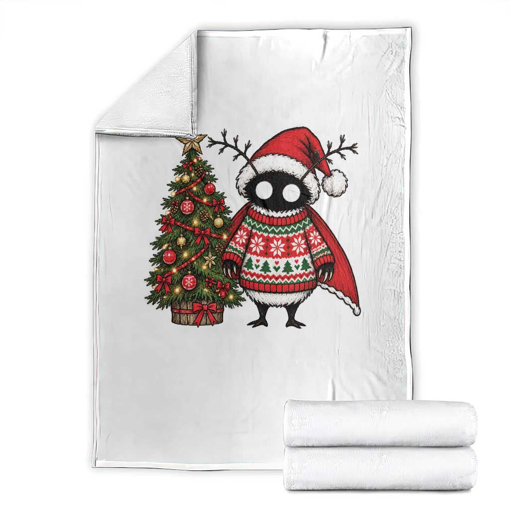 Cute Mothman Christmas Throw Blanket Funny Horror Cryptid Xmas Tree Holiday