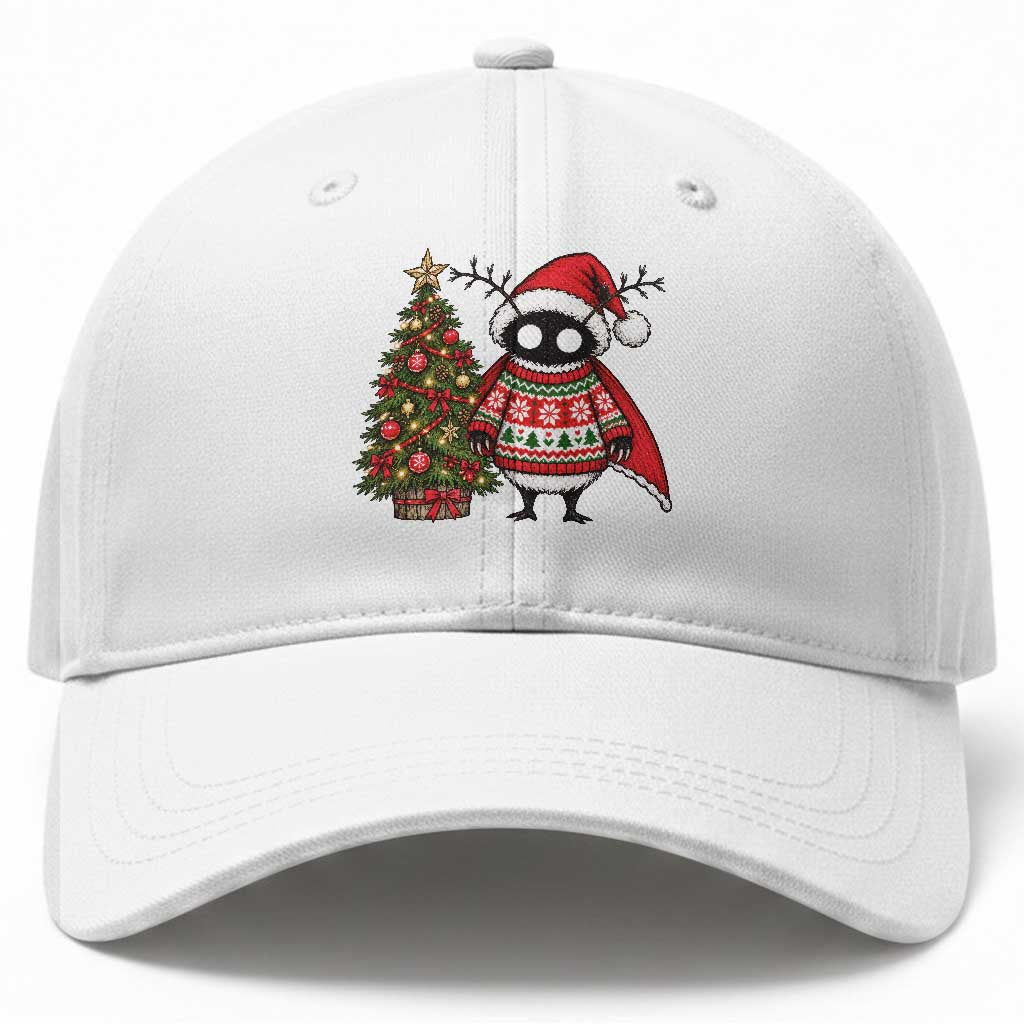 Cute Mothman Christmas Baseball Cap Funny Horror Cryptid Xmas Tree Holiday