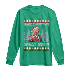 Funny Make Christmas Great Again Trump Long Sleeve Shirt Xmas Tree TS11 Irish Green Print Your Wear