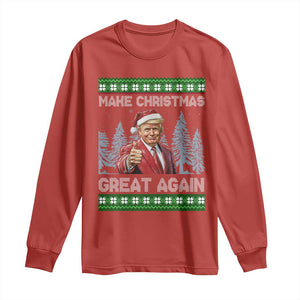 Funny Make Christmas Great Again Trump Long Sleeve Shirt Xmas Tree TS11 Red Print Your Wear