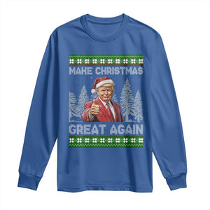 Funny Make Christmas Great Again Trump Long Sleeve Shirt Xmas Tree TS11 Royal Blue Print Your Wear