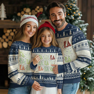 Funny Fa La La 8 Xmas Carol Song Holiday Ugly Christmas Sweater TS11 Navy Print Your Wear