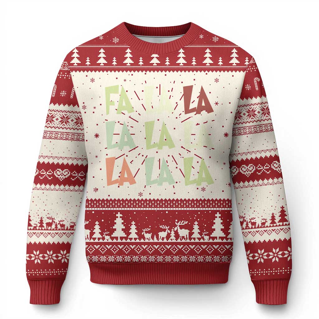 Funny Fa La La 8 Xmas Carol Song Holiday Ugly Christmas Sweater TS11 Red Print Your Wear