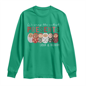 Funny Christmas Labor And Delivery Nurse Long Sleeve Shirt We Wrap The Cutest Presents L&D Nurse TS11 Irish Green Print Your Wear