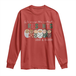 Funny Christmas Labor And Delivery Nurse Long Sleeve Shirt We Wrap The Cutest Presents L&D Nurse TS11 Red Print Your Wear